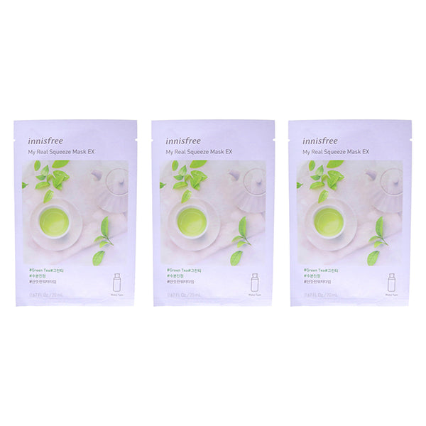 Innisfree My Real Squeeze Mask - Green Tea by Innisfree for Unisex - 0.67 oz Mask - Pack of 3