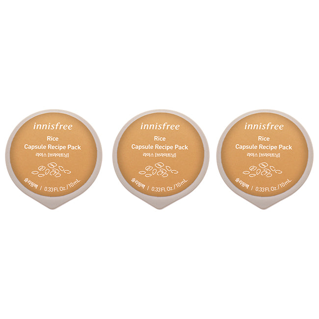 Innisfree Capsule Recipe Pack Mask - Rice by Innisfree for Unisex - 0.33 oz Mask - Pack of 3