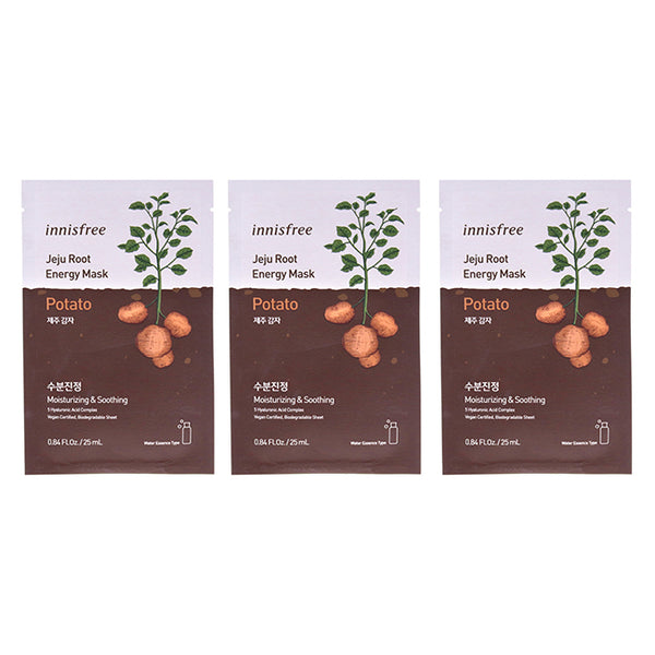 Innisfree Jeju Root Energy Mask - Potato by Innisfree for Unisex - 0.84 oz Mask - Pack of 3