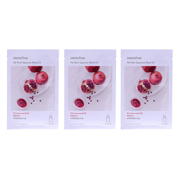 Innisfree My Real Squeeze Mask - Pomegranate by Innisfree for Unisex - 0.67 oz Mask - Pack of 3