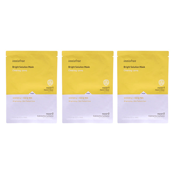 Innisfree Bright Solution Mask - Clearing by Innisfree for Unisex - 0.74 oz Mask - Pack of 3