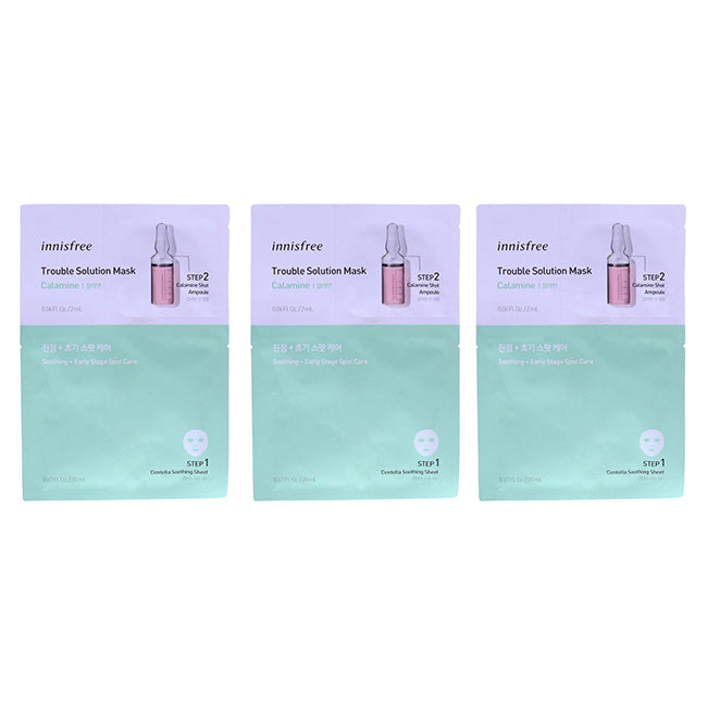 Innisfree Trouble Solution Mask - Calamine by Innisfree for Unisex - 0.67 oz Mask - Pack of 3