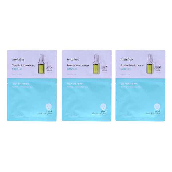 Innisfree Trouble Solution Mask - Sulfur by Innisfree for Unisex - 0.67 oz Mask - Pack of 3