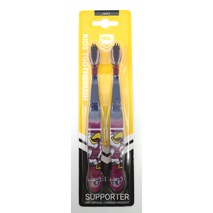 Nrl Mascot Kids Toothbrush - Sea Eagles 2 Pack