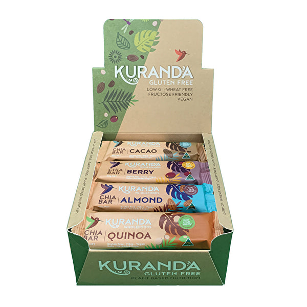 Kuranda Gluten Free Chia Bars Mixed 40g x 16 Display (contains: 4 of each flavour)