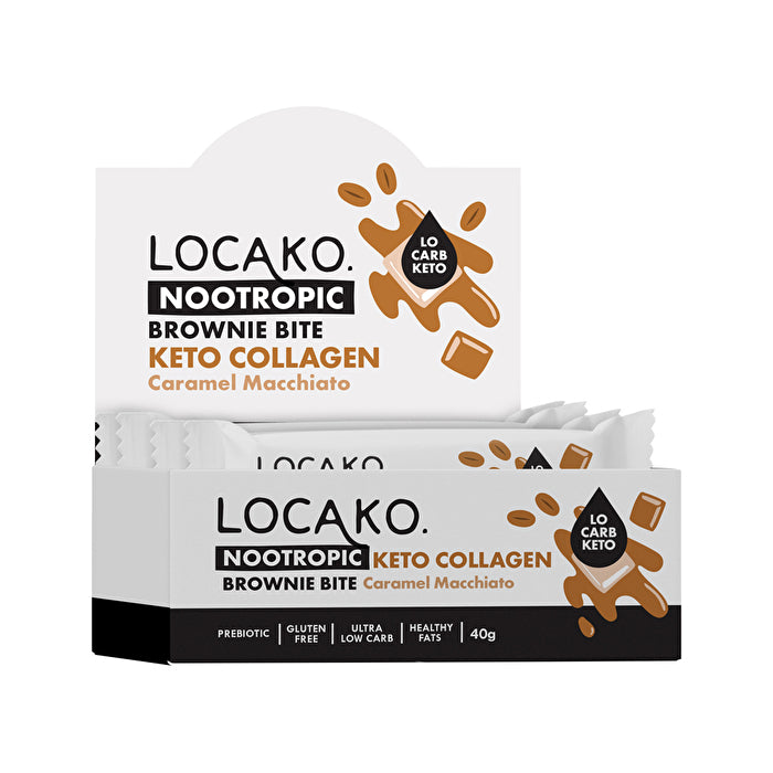 Locako Nootropic Keto Collagen Brownie Bite Caramel Macchiato 40g x 15 Display