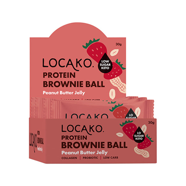 Locako Protein Brownie Ball Peanut Butter Jelly 30g x 10 Display