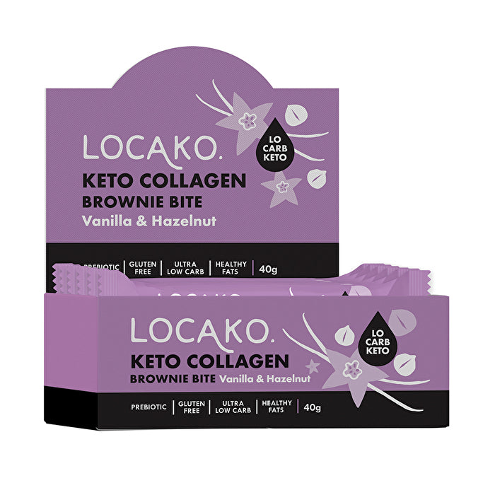 Locako Grass Fed Collagen Brownie Bite Vanilla Hazelnut 40g x 15 Display