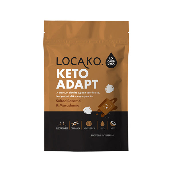 Locako Keto Adapt Salted Caramel and Macadamia Sachets 12g x 8 Pack