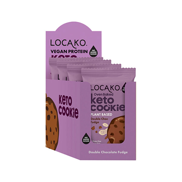 Locako Vegan Protein Keto Cookie Double Chocolate Fudge 60g x 12 Display