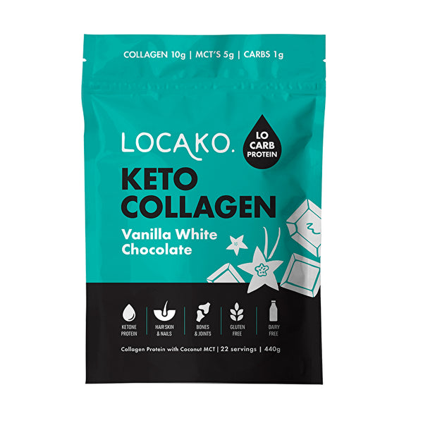 Locako Keto Collagen Vanilla White Chocolate (Collagen Protein with Coconut MCT) 440g