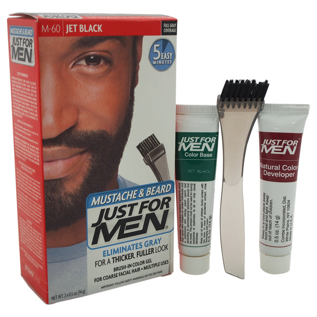 Just For Men Brush-In Color Gel Mustache and Beard Jet Black - M-60 by Just For Men for Men - 1 Kit Mustache and Beard Color