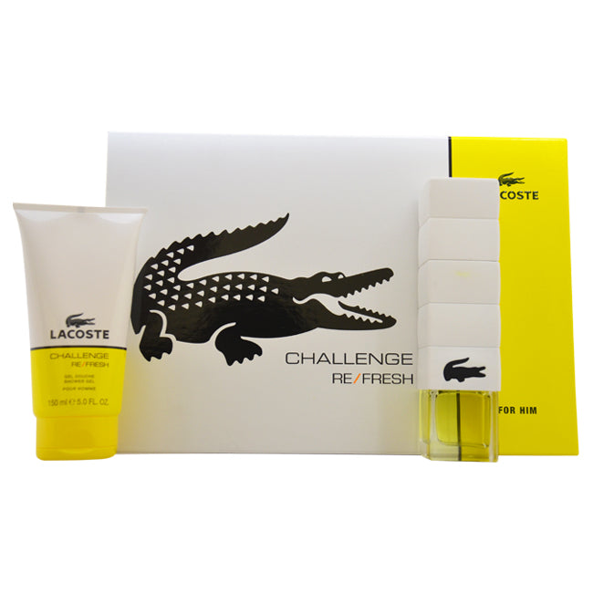 Lacoste Challenge Refresh by Lacoste for Men - 2 Pc Gift Set 3oz EDT Spray, 5oz Shower Gel