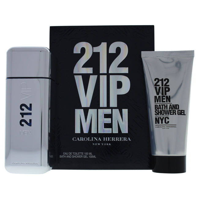Carolina Herrera 212 VIP by Carolina Herrera for Men - 2 Pc Gift Set 3.4oz EDT Spray, 3.4oz Bath and Shower Gel