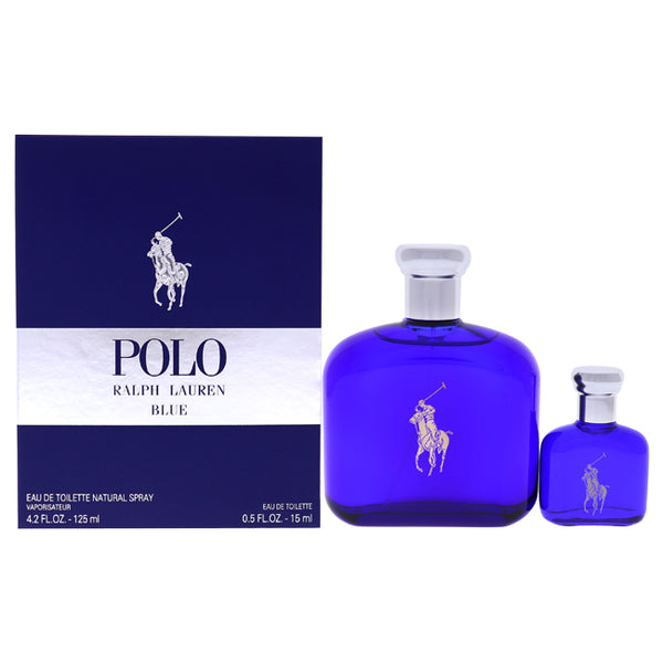 Ralph Lauren Polo Blue by Ralph Lauren for Men - 2 Pc Gift Set 4.2oz EDT Spray, 0.5oz EDT Splash