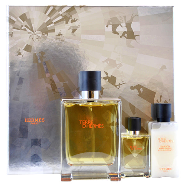 Hermes Terre DHermes by Hermes for Men - 3 Pc Gift Set 2.5oz Parfum Spray, 0.42oz Parfum Spray, 1.35oz After Shave Balm