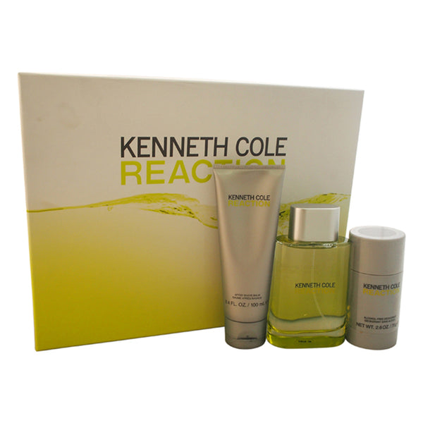 Kenneth Cole Kenneth Cole Reaction by Kenneth Cole for Men - 3 Pc Gift Set 3.4oz EDT Spray, 3.4oz After Shave Balm, 2.6oz Deodorant Stick