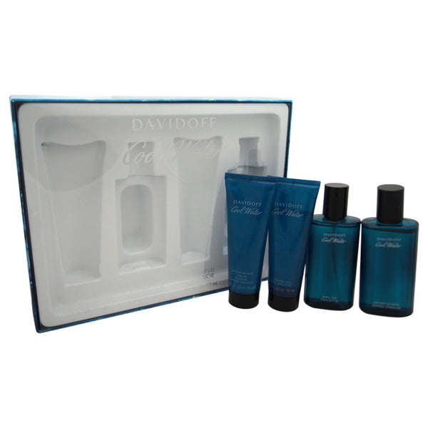 Davidoff Cool Water by Davidoff for Men - 4 Pc Gift Set 2.5oz EDT Spray, 2.5oz After Shave Balm, 2.5oz Shower Gel, 2.5oz After Shave