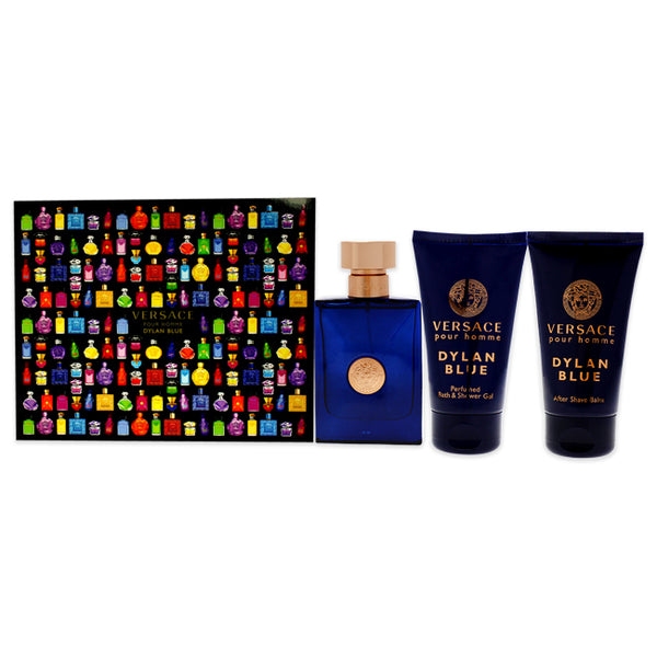 Versace Dylan Blue by Versace for Men - 3 Pc Gift Set 1.7oz EDT Spray, 1.7oz After Shave Balm, 1.7oz Perfumed Bath Shower Gel