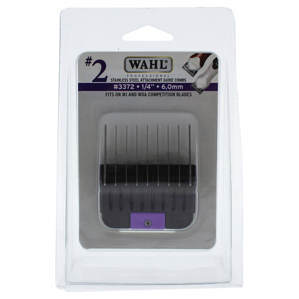 WAHL Professional Stainless Steel Attachment Comb - # 2 For Cuts 1/4 Black by WAHL Professional for Men - 1 Pc Comb