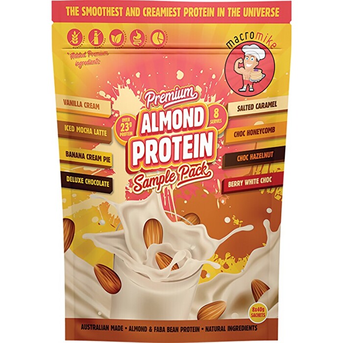 Macro Mike Premium Almond Protein Sample Pack 8x40g