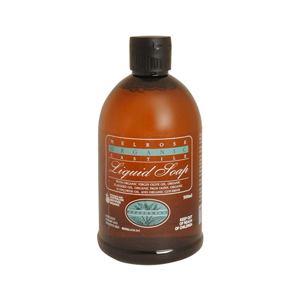 Melrose Organic Castile Liquid Soap Peppermint Refill 500ml