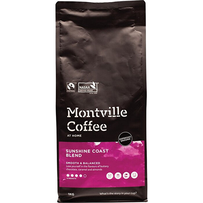 Montville Coffee Organic Sunshine Coast Blend Espresso Ground 1kg