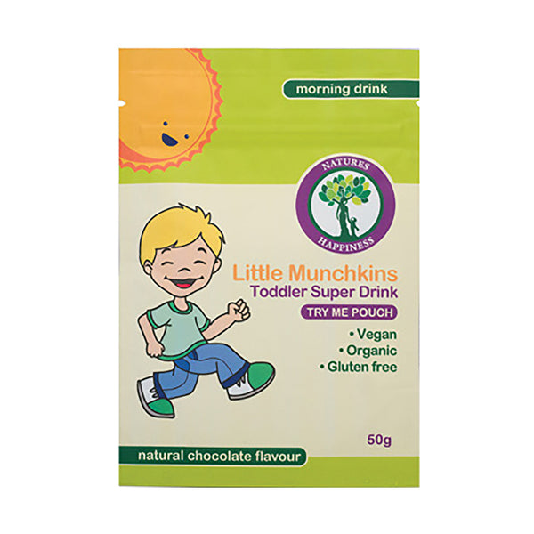 Natures Happiness Little Munchkins Toddler Super Drink (Morning) Natural Chocolate Pouch 50g
