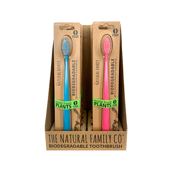The Natural Family Co . Bio Toothbrush Neon Mixed x 8 Display (contains: 6 Colours)