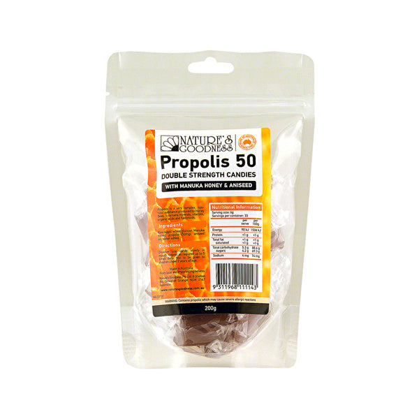 Nature's Goodness Propolis 50 Double Strength Candies with Manuka Honey & Aniseed 200g