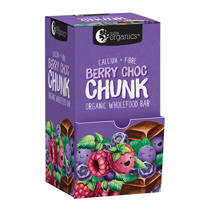 Nutra Organics Organic Wholefood Bars Berry Choc Chunk (Calcium + Fibre) 30g x 30 Display