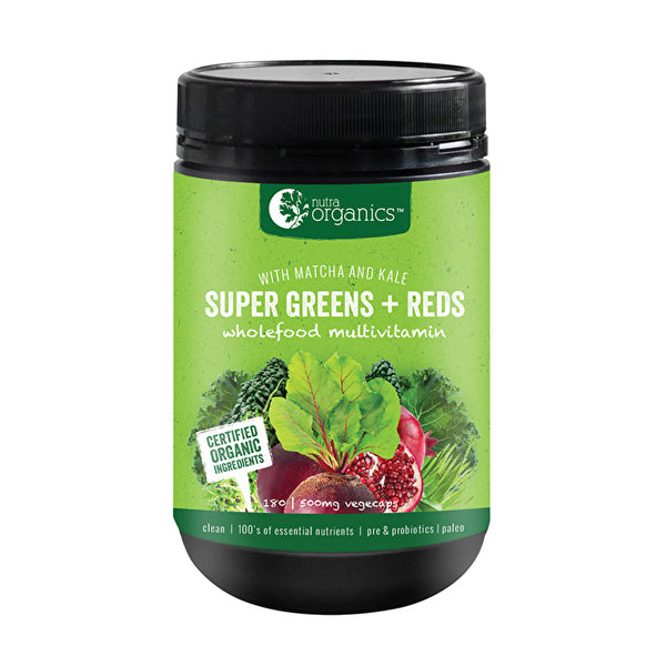 Nutra Organics Super Greens + Reds Caps 180c