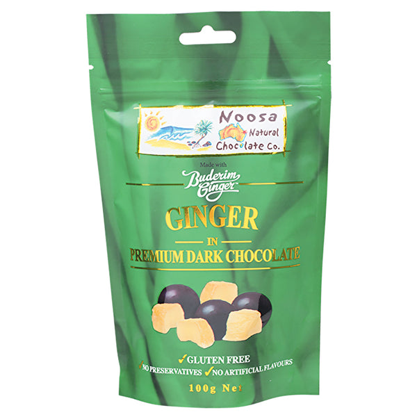 Noosa Natural Choc Co Ginger in Premium Dark Chocolate 100g