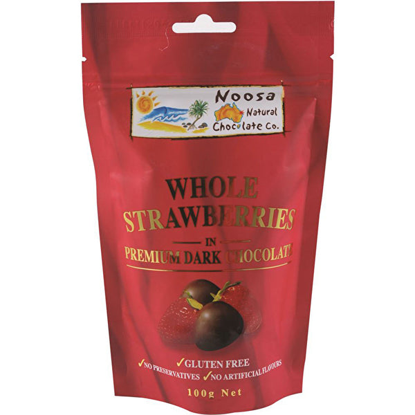 Noosa Natural Choc Co Whole Strawberries in Premium Dark Chocolate 100g