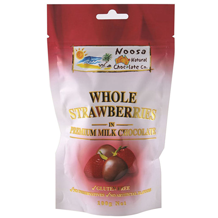 Noosa Natural Choc Co Whole Strawberries in Premium Milk Chocolate 100g
