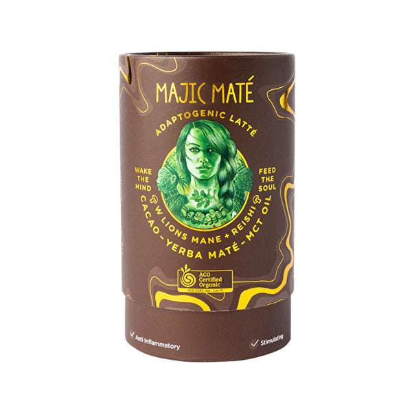 Naturally Driven Organic Adaptogenic Latte Majic Mate Cacao (Lion's Mane, Reishi, Yerba Mate & MCT Oil) 120g