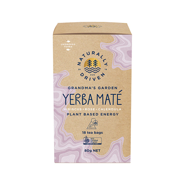 Naturally Driven Organic Yerba Mate Tea Grandma's Garden (Hibiscus, Rose & Calendula) x 18 Tea Bags