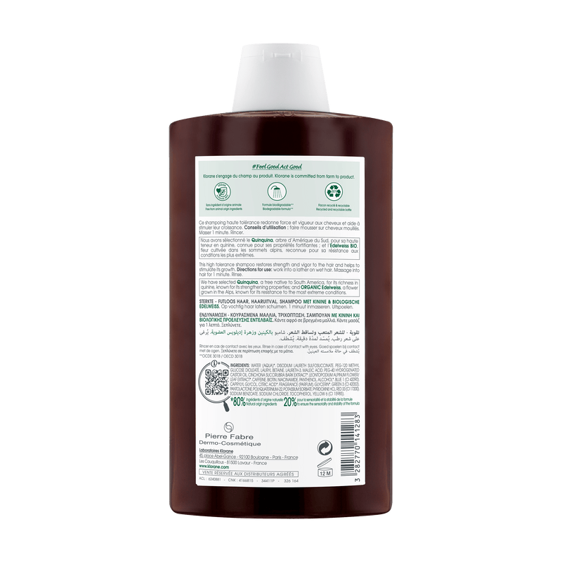 Klorane Strengthening Quinine & Organic Edelweiss Shampoo 400ml