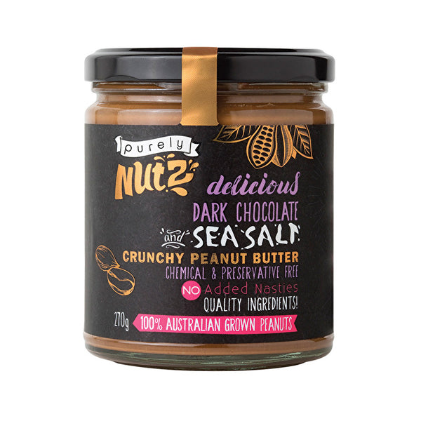 Purely Nutz Peanut Butter Crunchy (Delicious Dark Chocolate & Sea Salt) 270g