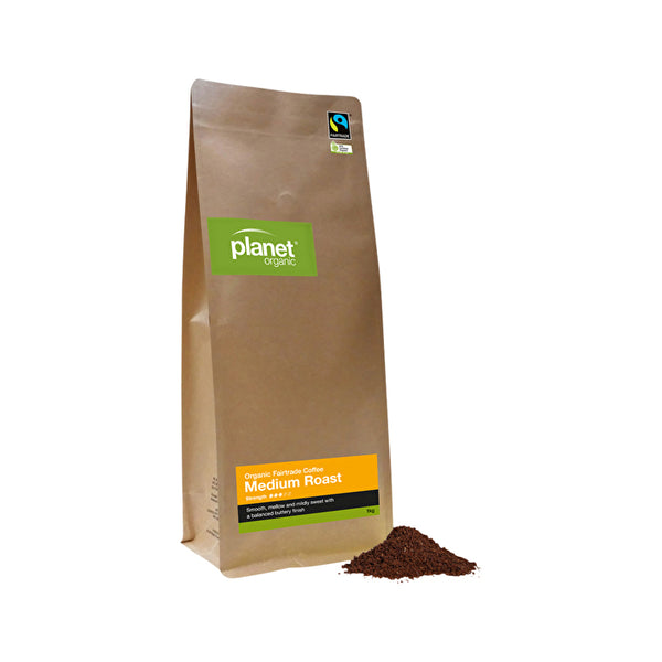 Planet Organic Organic Coffee Medium Roast Plunger Ground 1kg