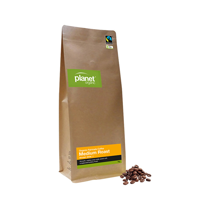 Planet Organic Organic Coffee Medium Roast Whole Bean 1kg