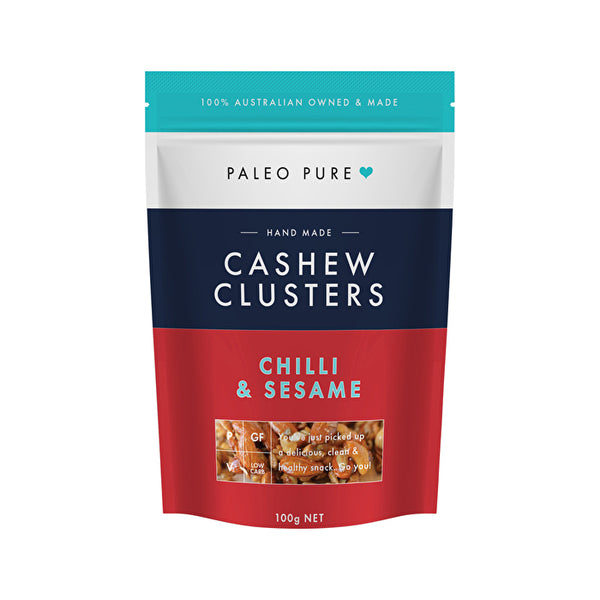 Paleo Pure Cashew Clusters Chilli & Sesame 100g