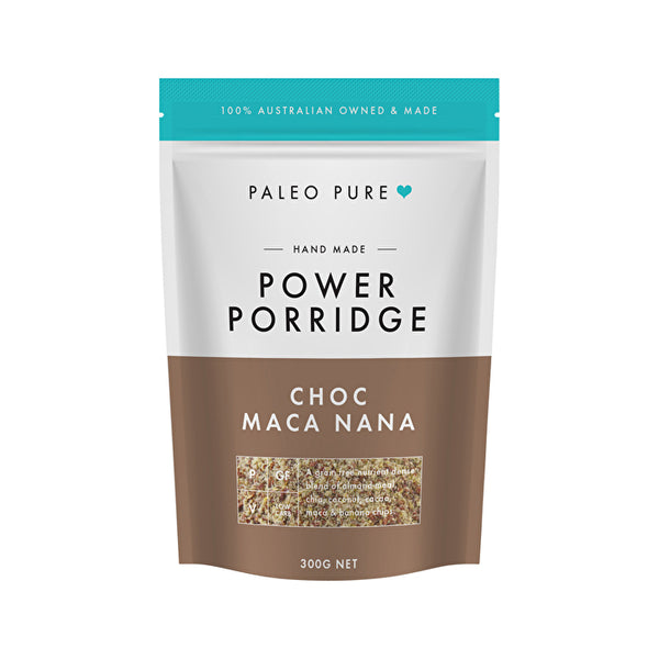 Paleo Pure Organic Creamy Grain Free Power Porridge Choc Maca Nana 300g