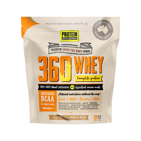 Protein Supplies Australia 360Whey (WPI+WPC Combo) Vanilla Bean 1kg