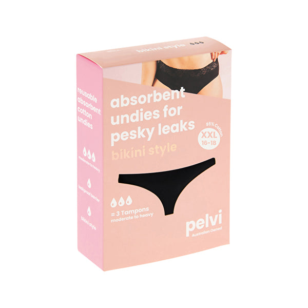 Pelvi Leakproof Underwear Bikini Black XXL