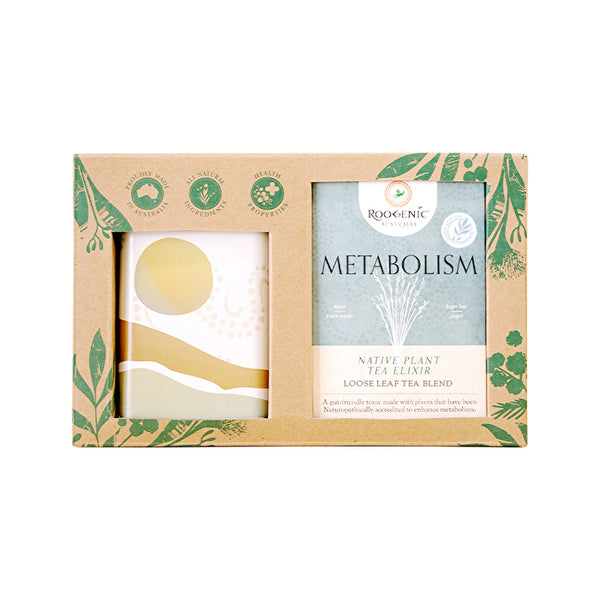 Roogenic Australia Gift Box Metabolism (Native Plant Tea Elixir) Loose Leaf with Wellness Tin 65g