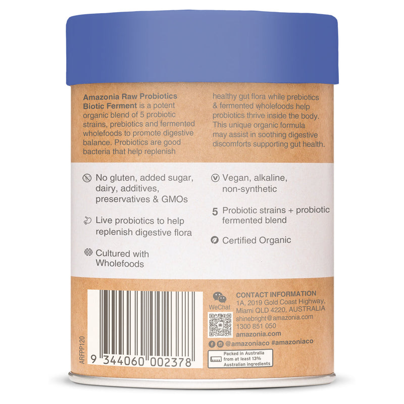 Amazonia Raw Probiotics Biotic Ferment Vanilla & Berry Flavour 120g