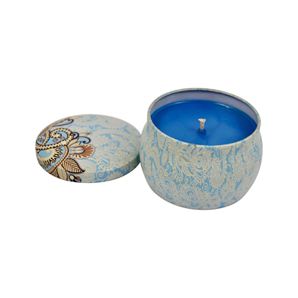 Sol Candles & Scents Travel Tin Candle Blue Pattern - French Vanilla