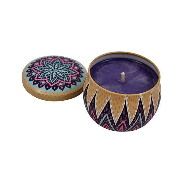 Sol Candles & Scents Travel Tin Candle Purple Pattern - Reflecting