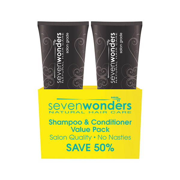 Seven Wonders Natural Hair Care Shampoo & Conditioner Activated Charcoal Twin Pack 250ml